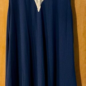 Elegant Blue Dress with Lace Detail